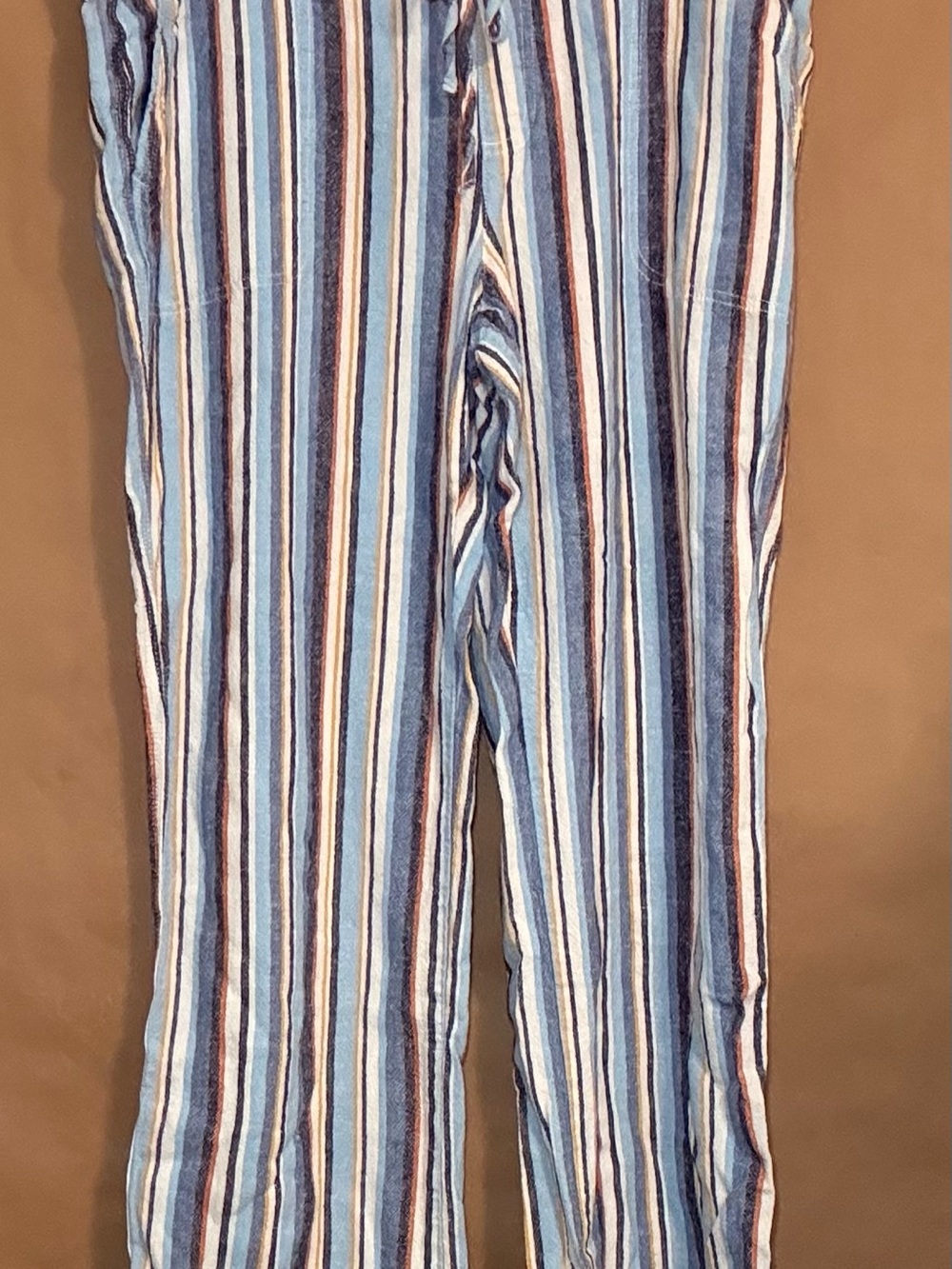 Per Se Women's Striped Drawstring Linen Blend Pants